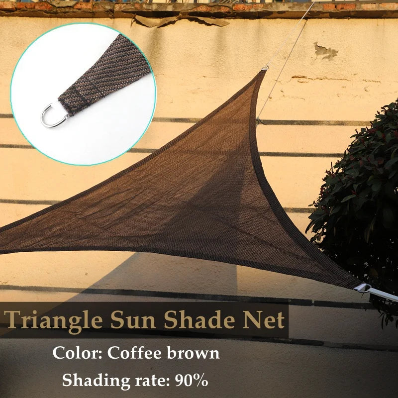 Brown Triangle Sun Shade Net 90% UV Block