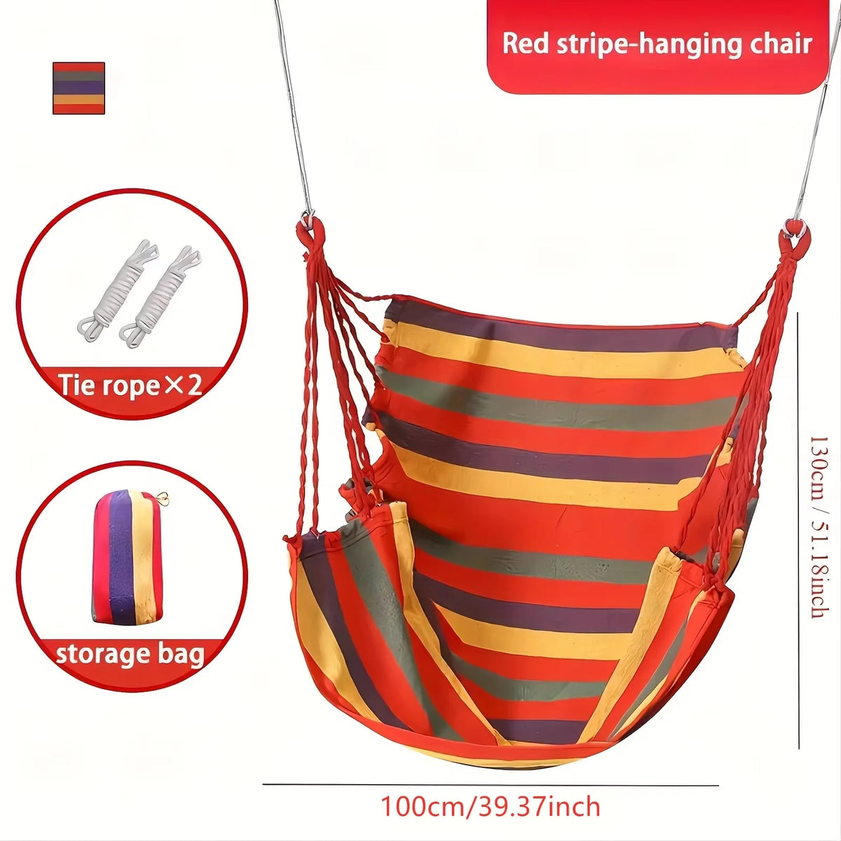 Striped Canvas Hanging Hammock Chair