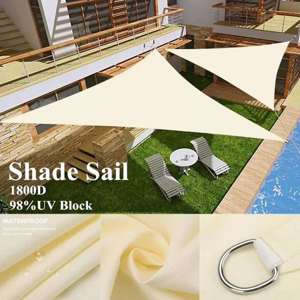 Large Triangle Waterproof Shade Sail - UV Protection