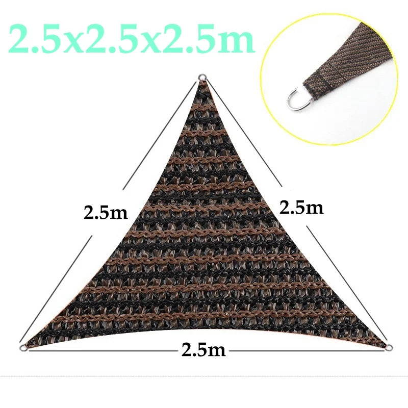 Brown Triangle Sun Shade Net 90% UV Block