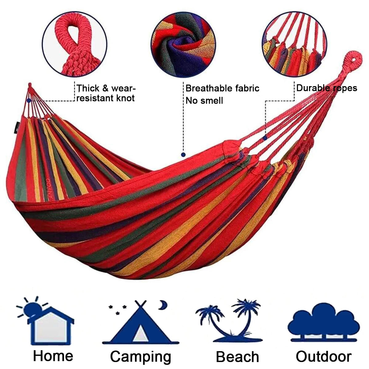 Double Cotton Hammock 2 Person With Tree Straps