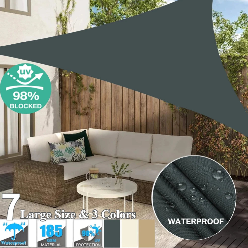 Large Triangle Waterproof Shade Sail - UV Protection